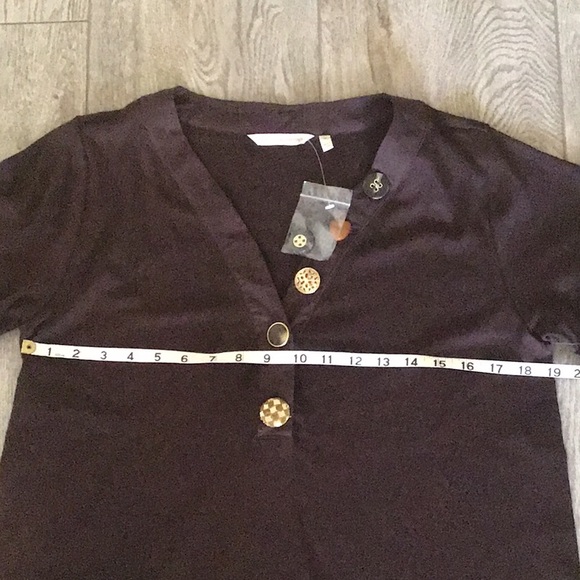 Soft Surroundings S/S brown v-neck top. NWOT SZ M - Picture 4 of 7